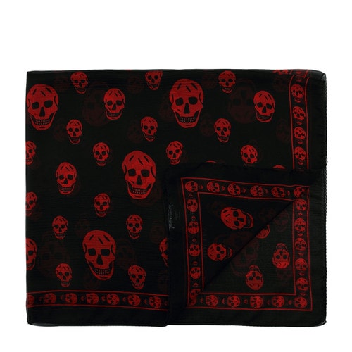 Alexander McQueen/亞歷山大麥昆 真絲長(zhǎng)方形骷髏頭女士絲巾 AM2635140199 110640 4q010 1074