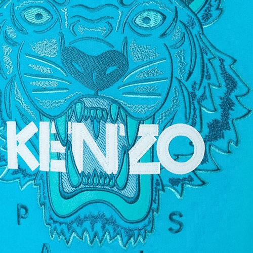 KENZO/高田賢三 男士藍色虎頭刺繡圓領(lǐng)套頭純棉衛(wèi)衣F365SW001 4XE 68