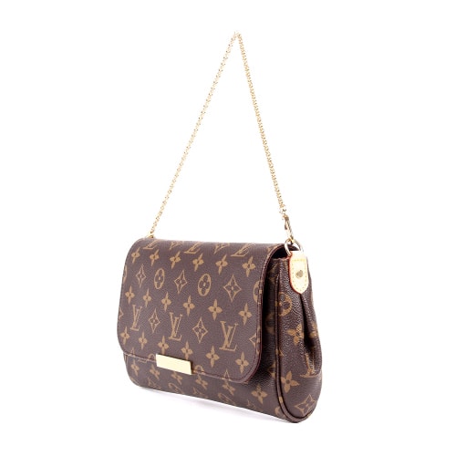 Louis Vuitton/路易威登 FAVORITE大號(hào) Monogram帆布/配皮 女士?jī)捎?斜挎包 M40718(配有長(zhǎng)肩帶