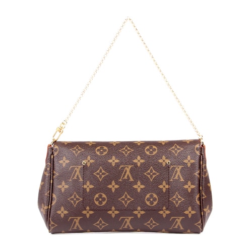 Louis Vuitton/路易威登 FAVORITE大號(hào) Monogram帆布/配皮 女士?jī)捎?斜挎包 M40718(配有長(zhǎng)肩帶