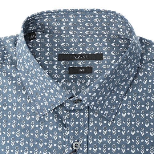 GUCCI/古馳男士襯衣暗藍(lán)