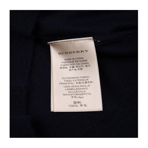 BURBERRY/博柏利 2016秋冬新款巴寶莉格紋手肘裝飾V領(lǐng)全羊毛長(zhǎng)袖羊毛衫男針織衫 【161029】